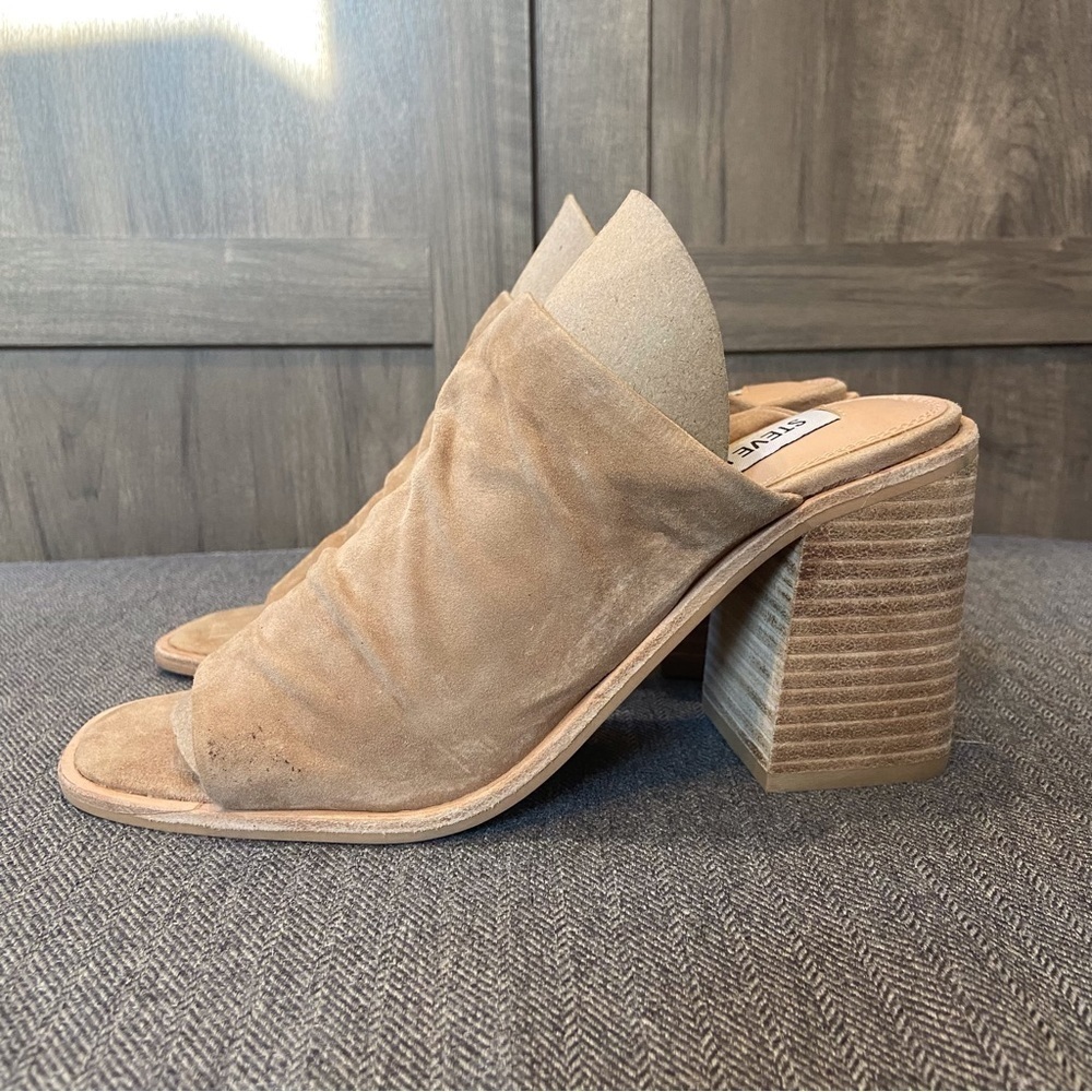 Steve Madden Cru Block Heel Mule‎ Sandals Leather size 6